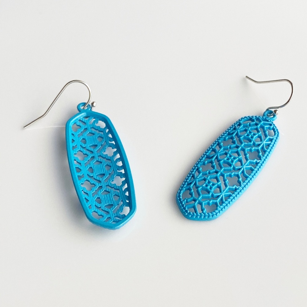 NEW Oval Filigree Earrings (blue) - Picture 5 of 8